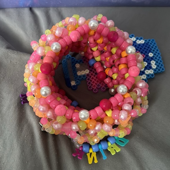 “Drink Me” Bow Pink Alice n Wonderland 3D Kandi Cuff for Music Festivals EDC - Picture 6 of 6